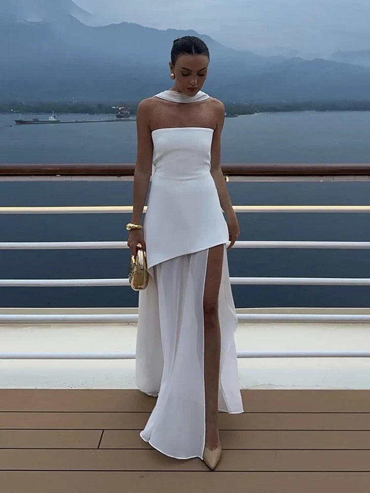 VESTIDO LARGO SIN TIRANTES PARA MUJER