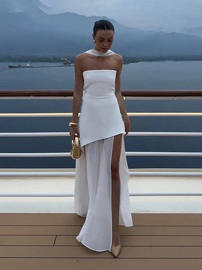 VESTIDO LARGO SIN TIRANTES PARA MUJER