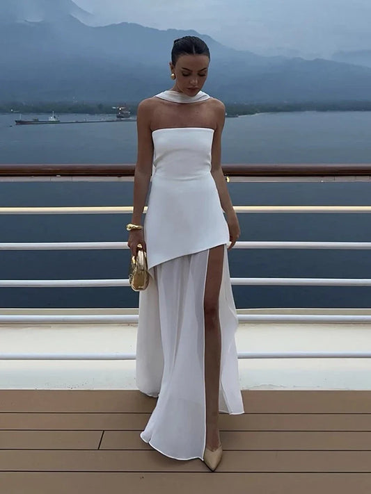 VESTIDO LARGO SIN TIRANTES PARA MUJER