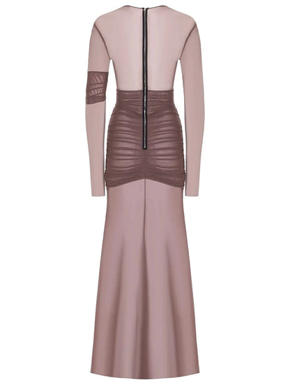 ELEGANTE VESTIDO DE FIESTA DE MALLA TRANSPARENTE