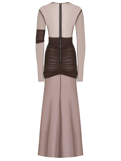 ELEGANTE VESTIDO DE FIESTA DE MALLA TRANSPARENTE