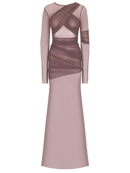 ELEGANTE VESTIDO DE FIESTA DE MALLA TRANSPARENTE