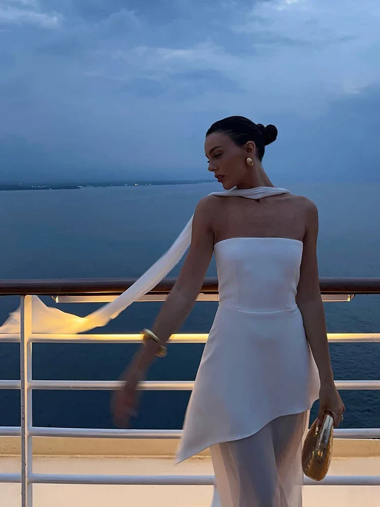 VESTIDO LARGO SIN TIRANTES PARA MUJER
