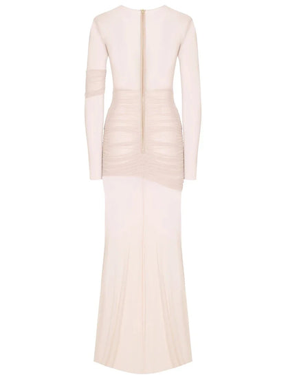 ELEGANTE VESTIDO DE FIESTA DE MALLA TRANSPARENTE