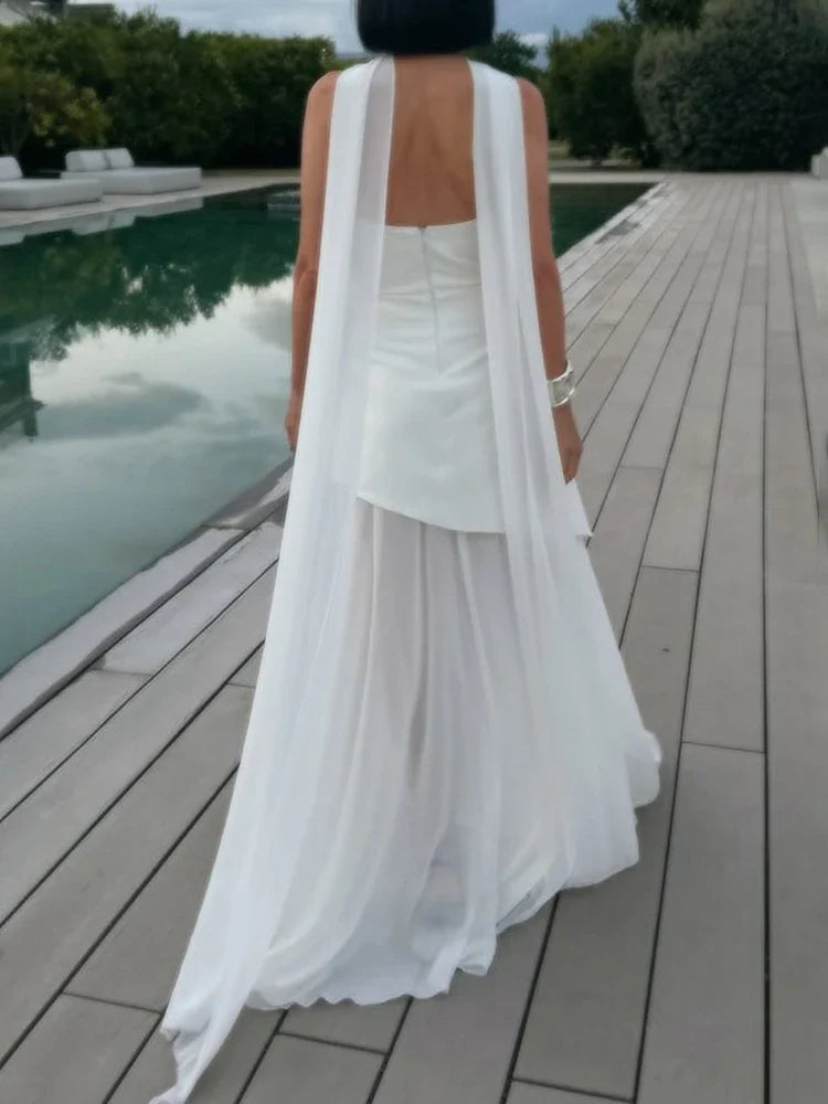 VESTIDO LARGO SIN TIRANTES PARA MUJER