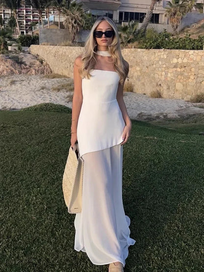 VESTIDO LARGO SIN TIRANTES PARA MUJER