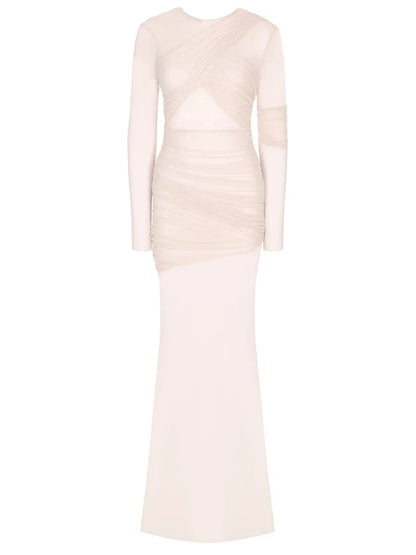 ELEGANTE VESTIDO DE FIESTA DE MALLA TRANSPARENTE